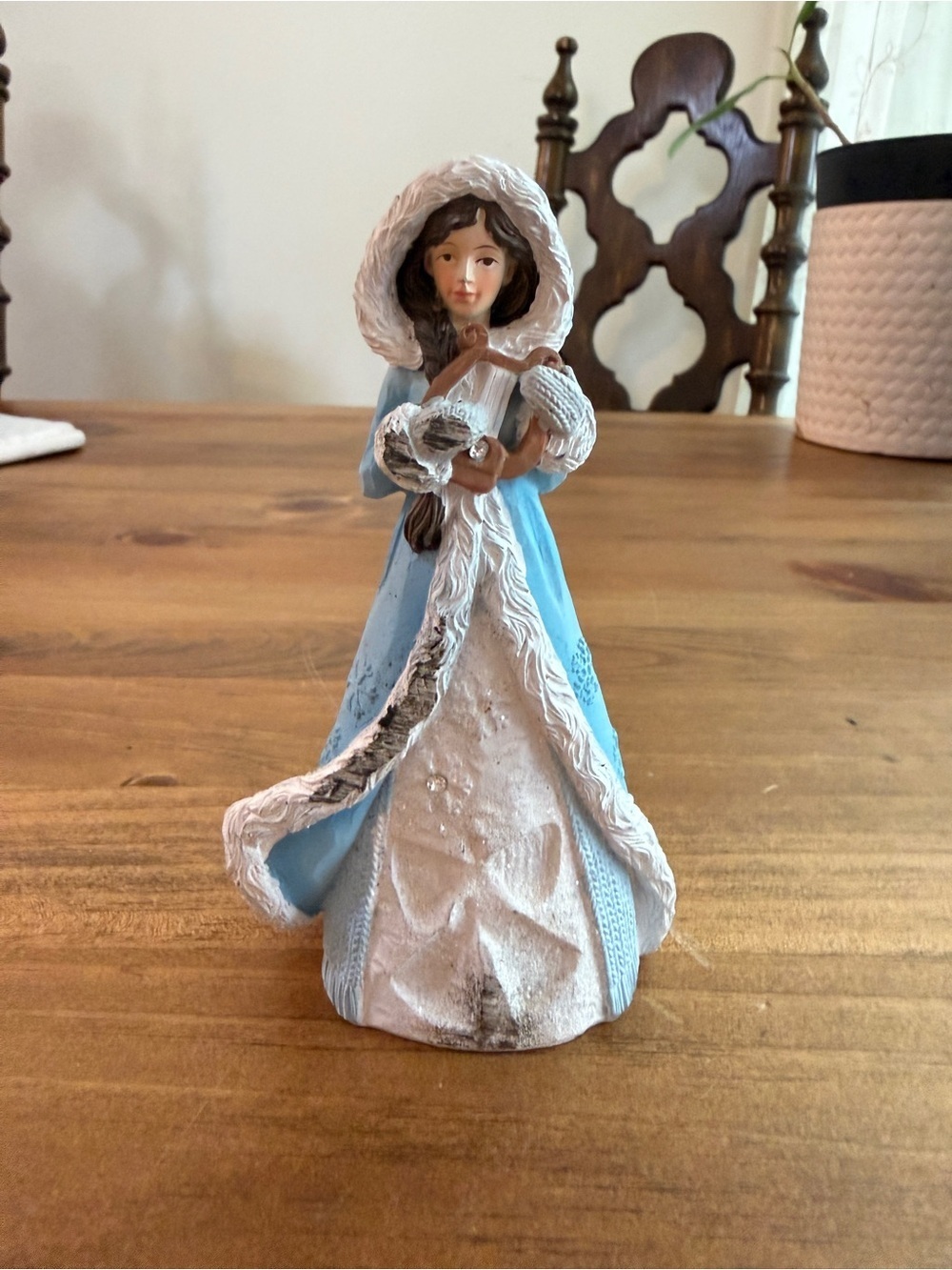 Blue and White Winter Maiden Figurine - Home Accent